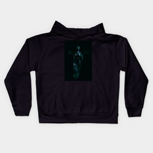 Glimpse of angel like creature. Beautiful girl. Dark, blue. Kids Hoodie